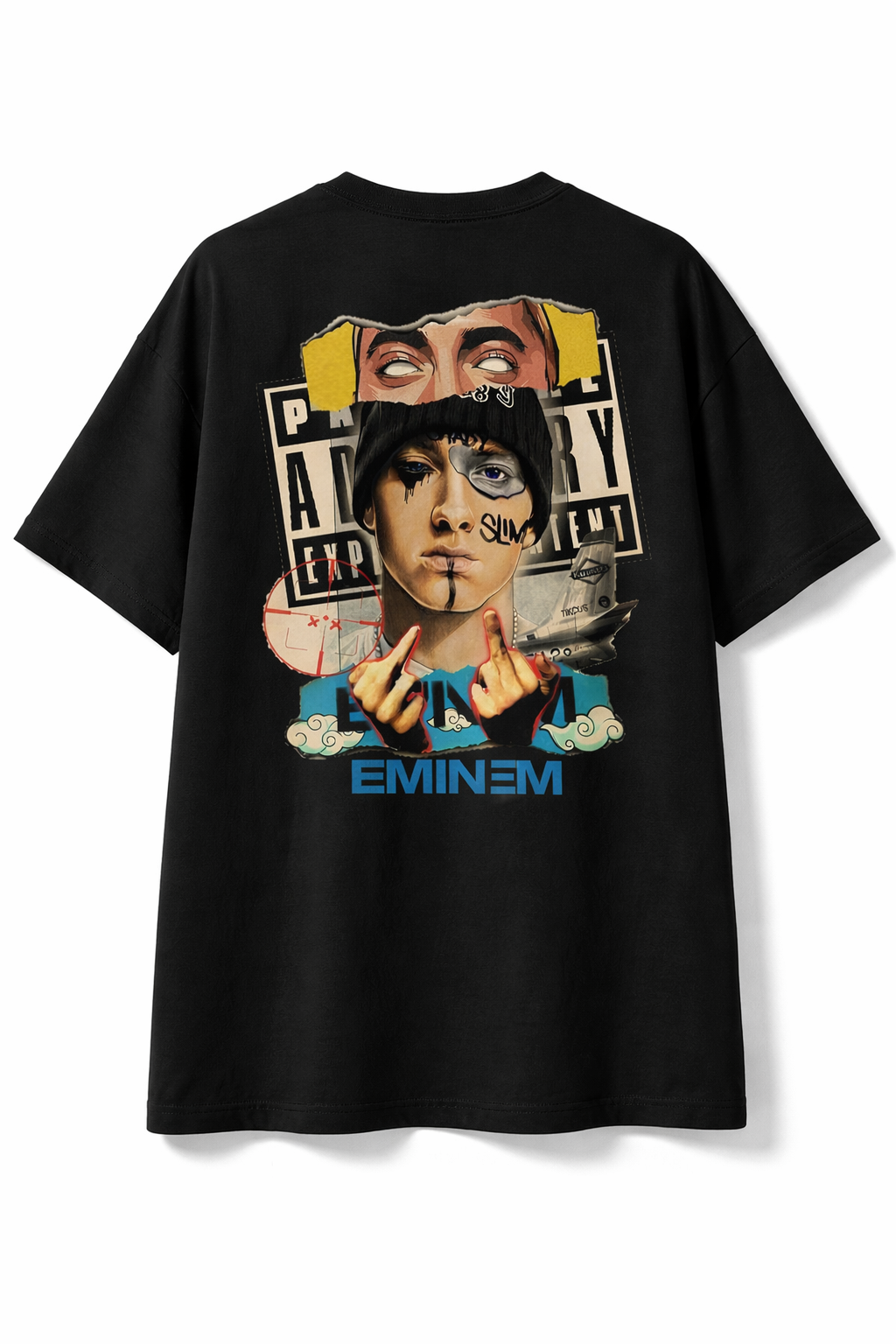 Men’s Oversized Black Graphic T-Shirt | Premium Cotton Hip Hop Streetwear Tee | Round Neck Half Sleeve Casual Wear