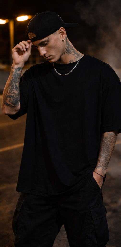 SAINT Oversized T-Shirt – Dark Luxury Back Print | Premium Cotton Streetwear Tee for Men