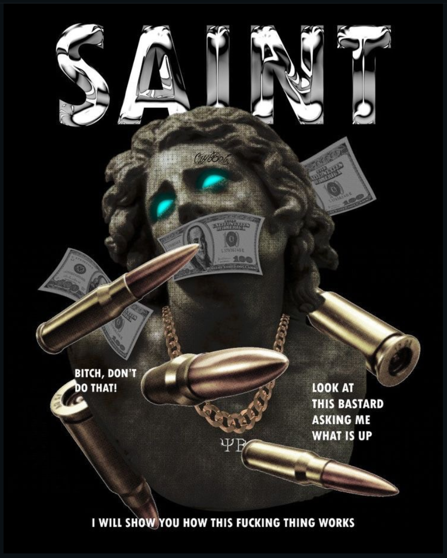 SAINT Oversized T-Shirt – Dark Luxury Back Print | Premium Cotton Streetwear Tee for Men